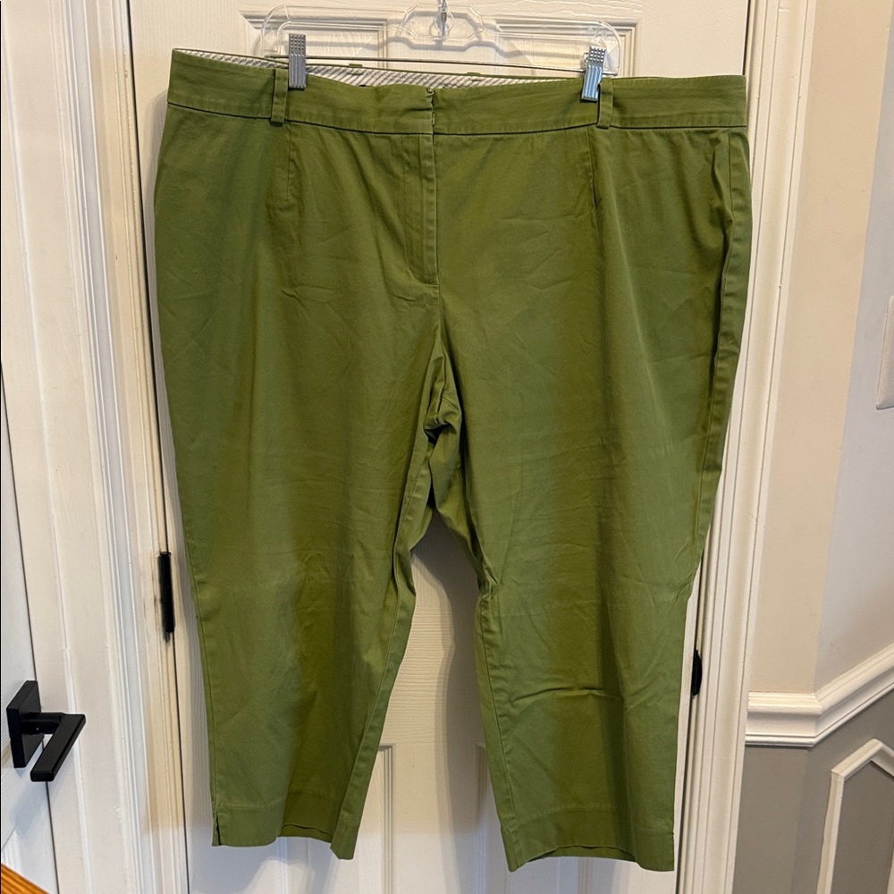 Talbots Heritage Petite Green Tab Front Khakis Size 22W